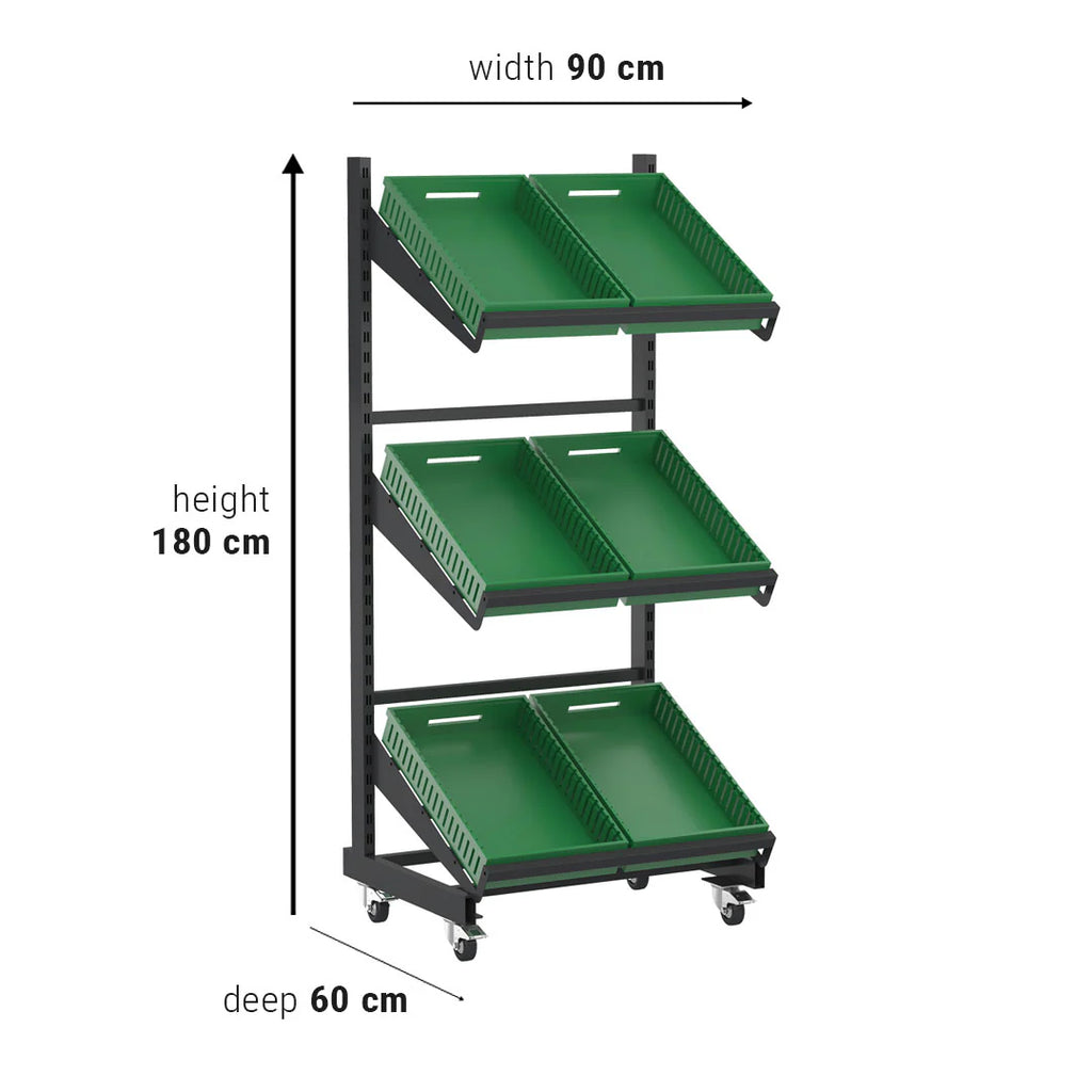 Single Sided Mobile Fruit and Vegetable Display Only Unit (2 Shelves)