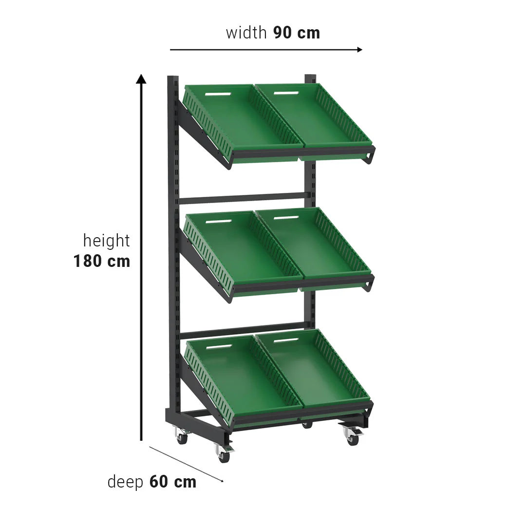 Single Sided Mobile Fruit and Vegetable Display Only Unit (2 Shelves)