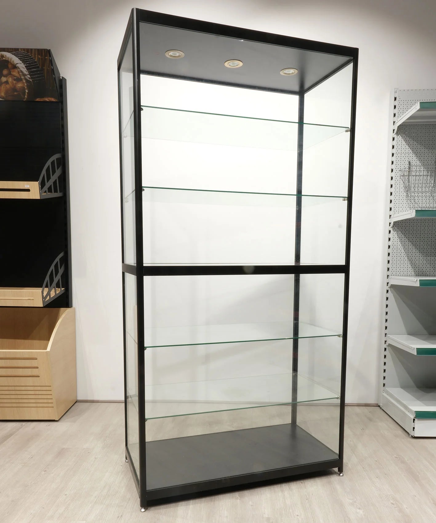 Glass Tower Showcase Display Cabinet - Black (1950x1000x400)