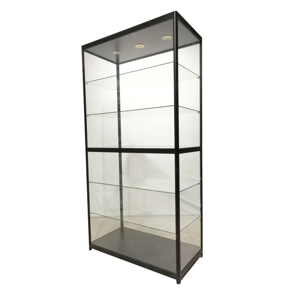 Glass Tower Showcase Display Cabinet - Black (1950x800x400)