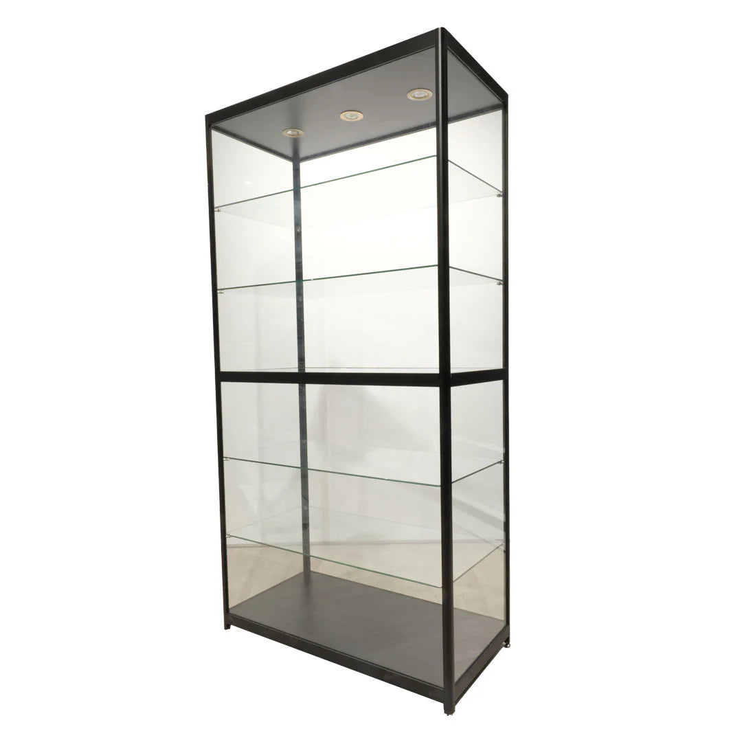 Glass Tower Showcase Display Cabinet - Black (1950x800x400)