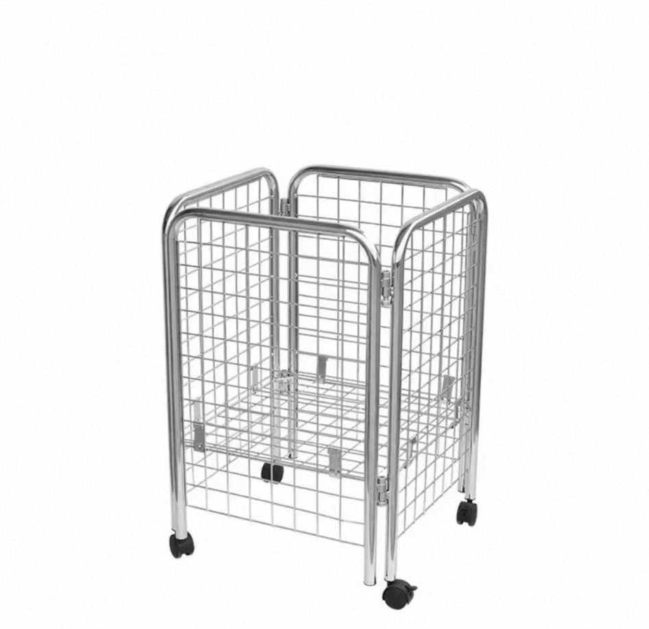 Supermarket Foldable Metal Wire Basket Display Rack - 700 x 700 x 1200mm