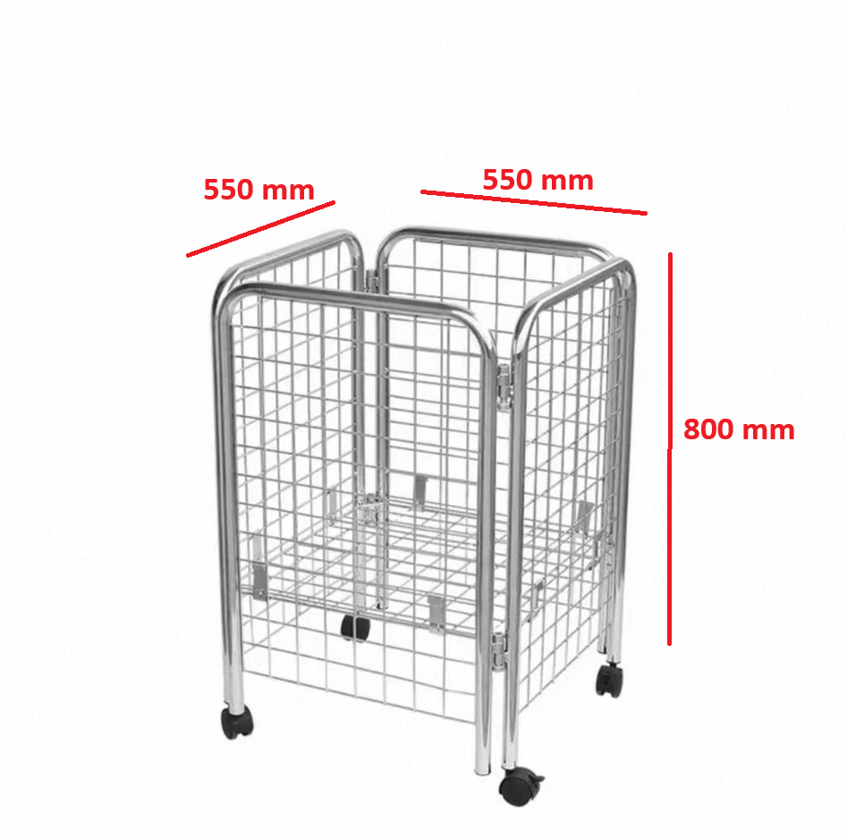 Supermarket Foldable Metal Wire Basket Display Rack - 550 x 550 x 860mm
