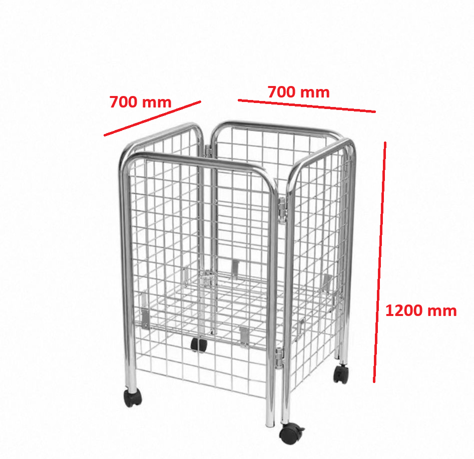 Supermarket Foldable Metal Wire Basket Display Rack - 700 x 700 x 1200mm