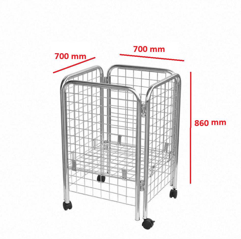 Supermarket Foldable Metal Wire Basket Display Rack - 700 x 700 x 860mm