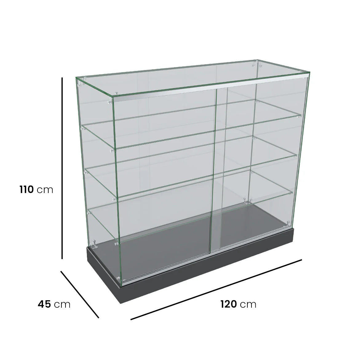 Glass Display Cabinet for Mobile and Retail Shop - Black (120 cm)